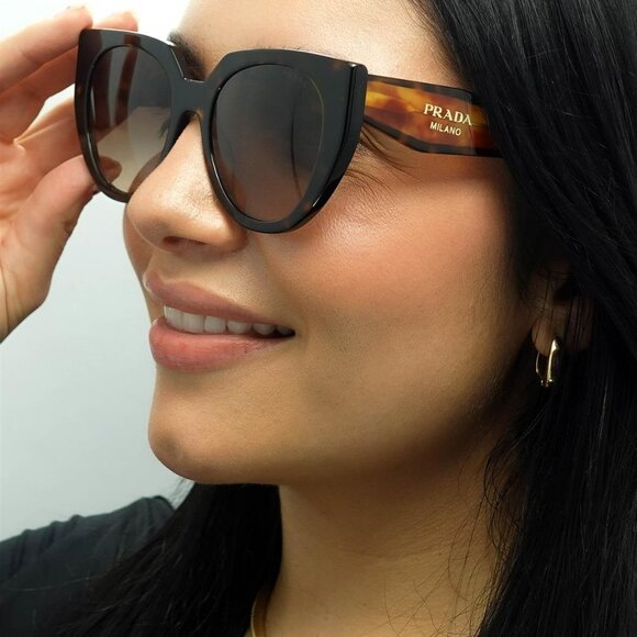 Prada PR14WS 2AU6S1 Women BRAND NEW Sunglasses Havana Brown Gradient Cat Eye - Picture 11 of 11
